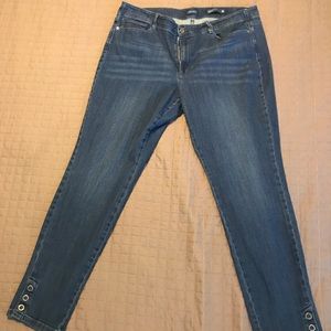 Jjill slim ankle jeans with snap detail, size 14